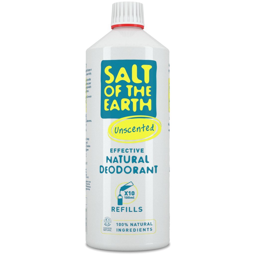 Salt of the Earth natural deodorant refill unscented 1 litre bottle front view