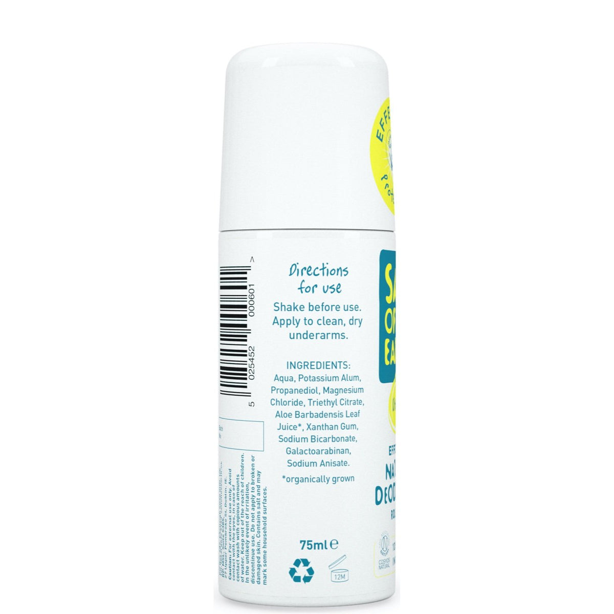 Unscented Roll-On Deodorant Salt of the Earth Left Side of Pack