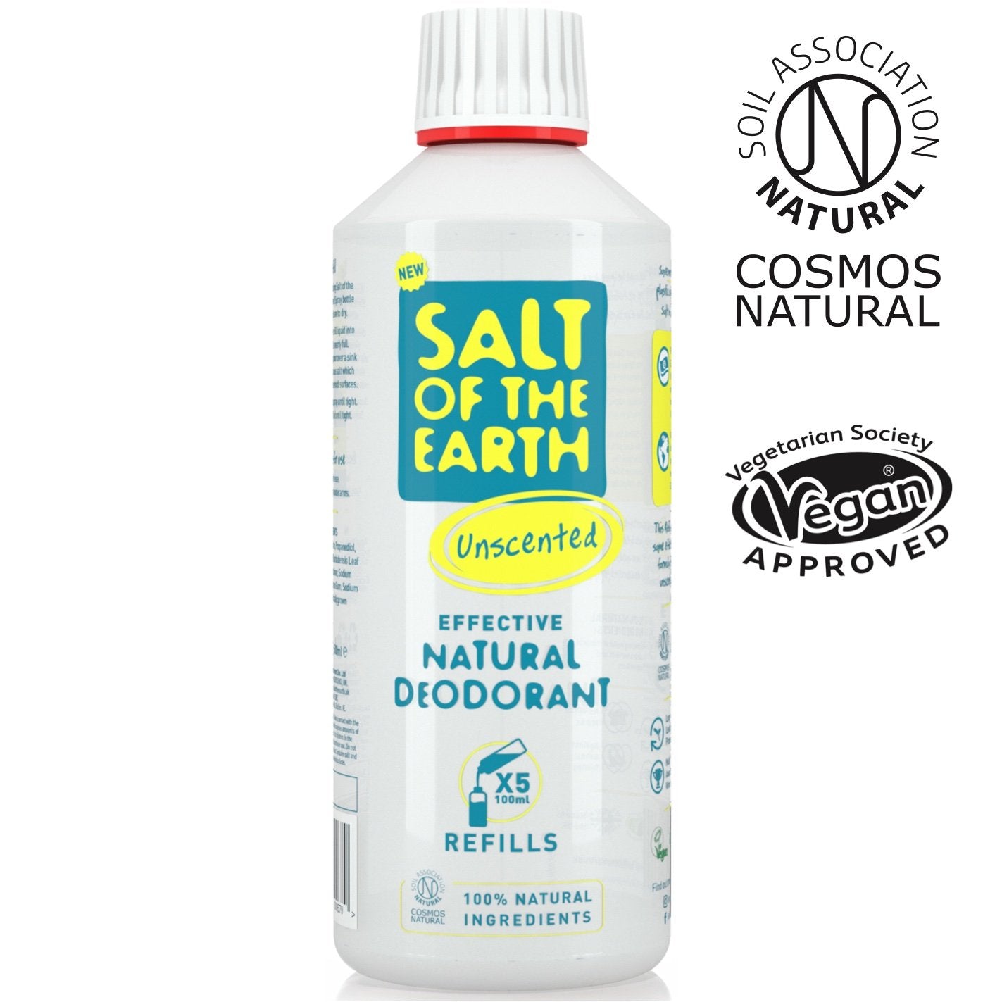 Salt of the Earth unscented natural deodorant spray refill 500ml front of pack