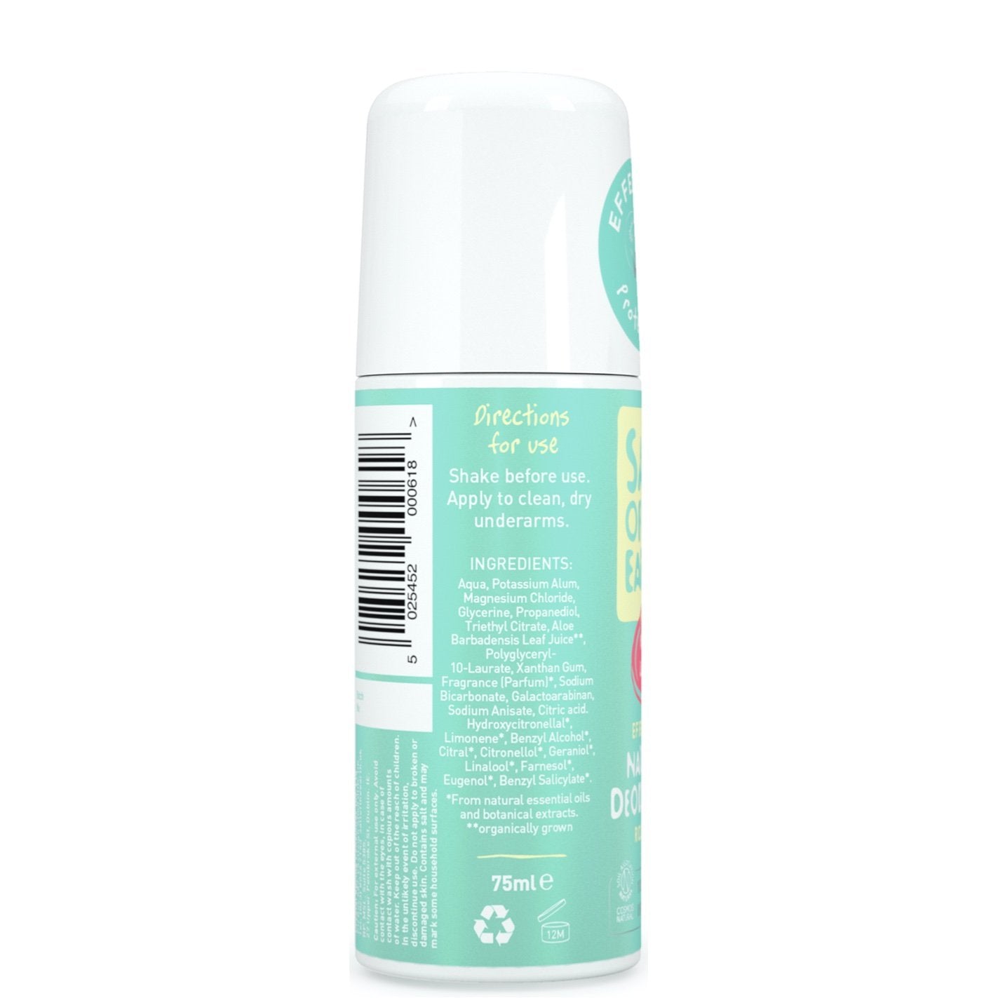 Melon & Cucumber Natural Roll-On Deodorant Salt of the Earth Left Side